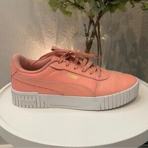 Puma Women's Carina 2.0 Poppy Pink and Gold Sneakers Excellent Peach Sz 10